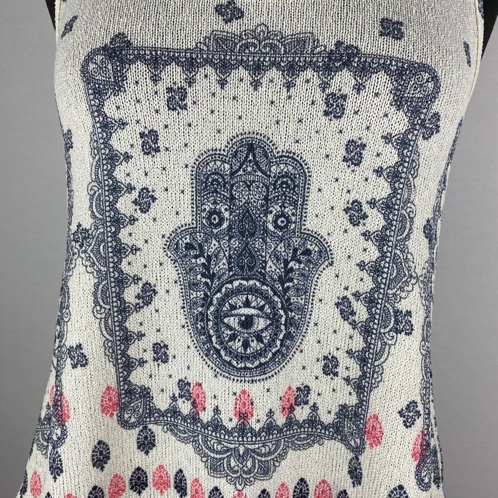 Scotty S Multicolor Knit Patterned Tank Top Rounded Hems - Picture 2 of 12